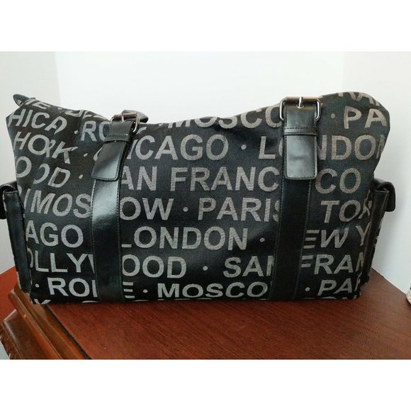 Bueno Collection Large  Tote Bag 22x12in. Black with leather SAMPLE RARE - Picture 1 of 4